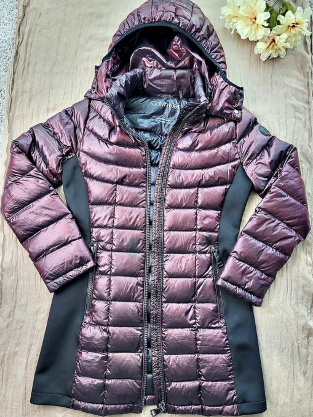 Calvin Klein Women's Hooded Puffer Coat in Purple Like New